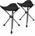 2 Pack Camping Stools, 22.4" Extra Tall Tripod Stool for Adults | 600D Oxford, Water-Repellent & Rust-Resistant, 250lbs Capacity, 2.6lbs Each, Folds to 27in, for Camping Fishing Hiking Golf