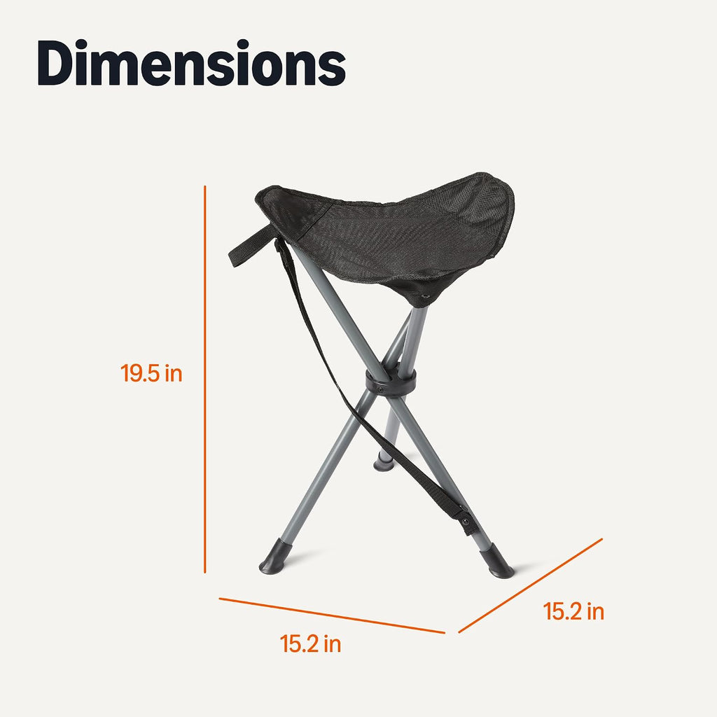 Portable Camping Stool, Collapsible, Lightweight, for Hiking, Hunting, Fishing, Black