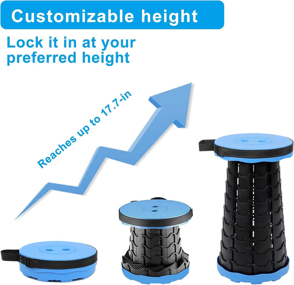 Foldable Telescoping Stool Portable, Retractable Stool for Adults, Upgraded Collapsible Folding Seats with Load Capacity 550lbs, Camping Stools for Adults