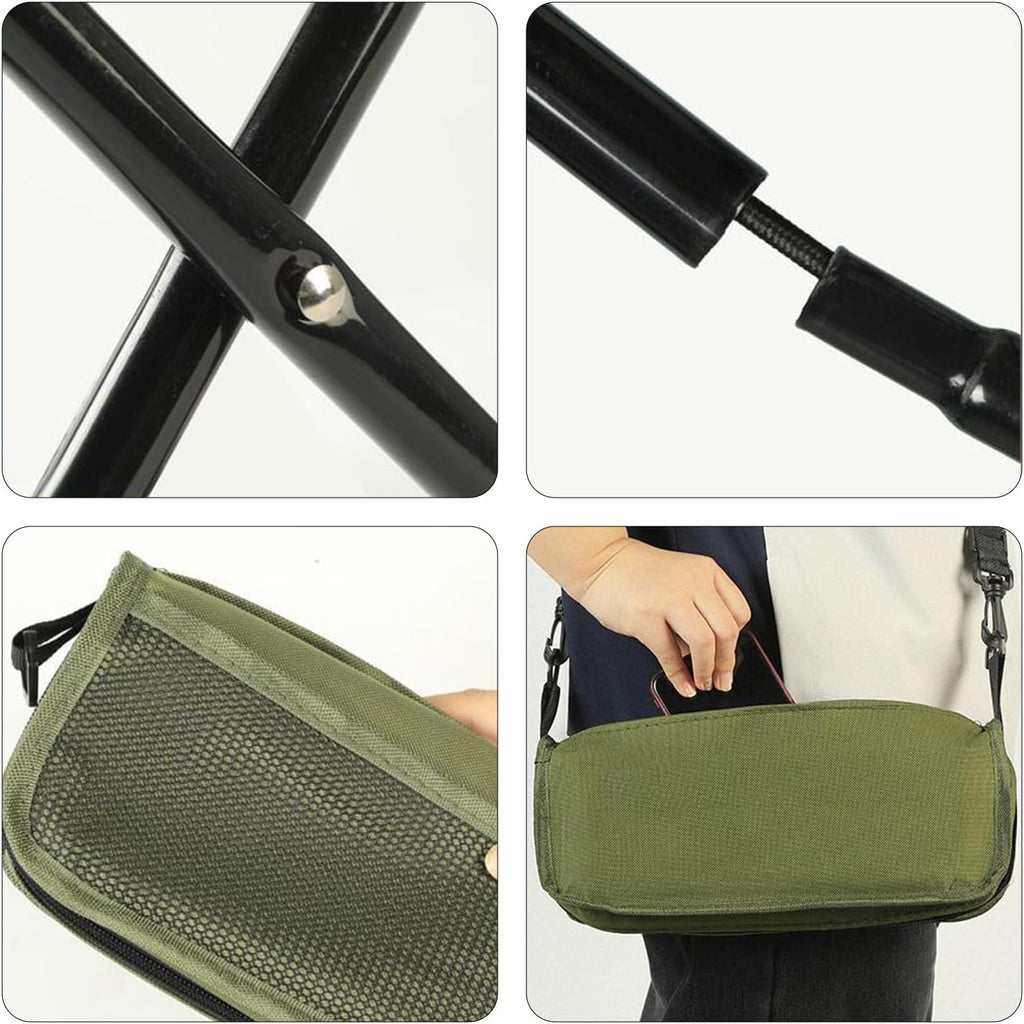 Outdoor Backpack Folding Stool, Pencil Case Stool, Portable Lightweight Camping Gear, Sports Folding Chair, Handbag Stool（Crossbody Bag Stool | Black）