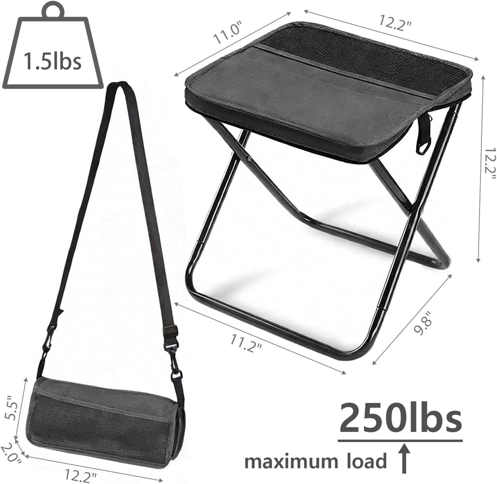 Outdoor Backpack Folding Stool, Pencil Case Stool, Portable Lightweight Camping Gear, Sports Folding Chair, Handbag Stool（Crossbody Bag Stool | Black）