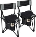 2 Pack Tripod Camping Chairs Folding Lightweight, Portable 3 Legged Tripod Stool Seat with Backrest, Small Golf Chair Compact for Adults Fishing Hunting, Black
