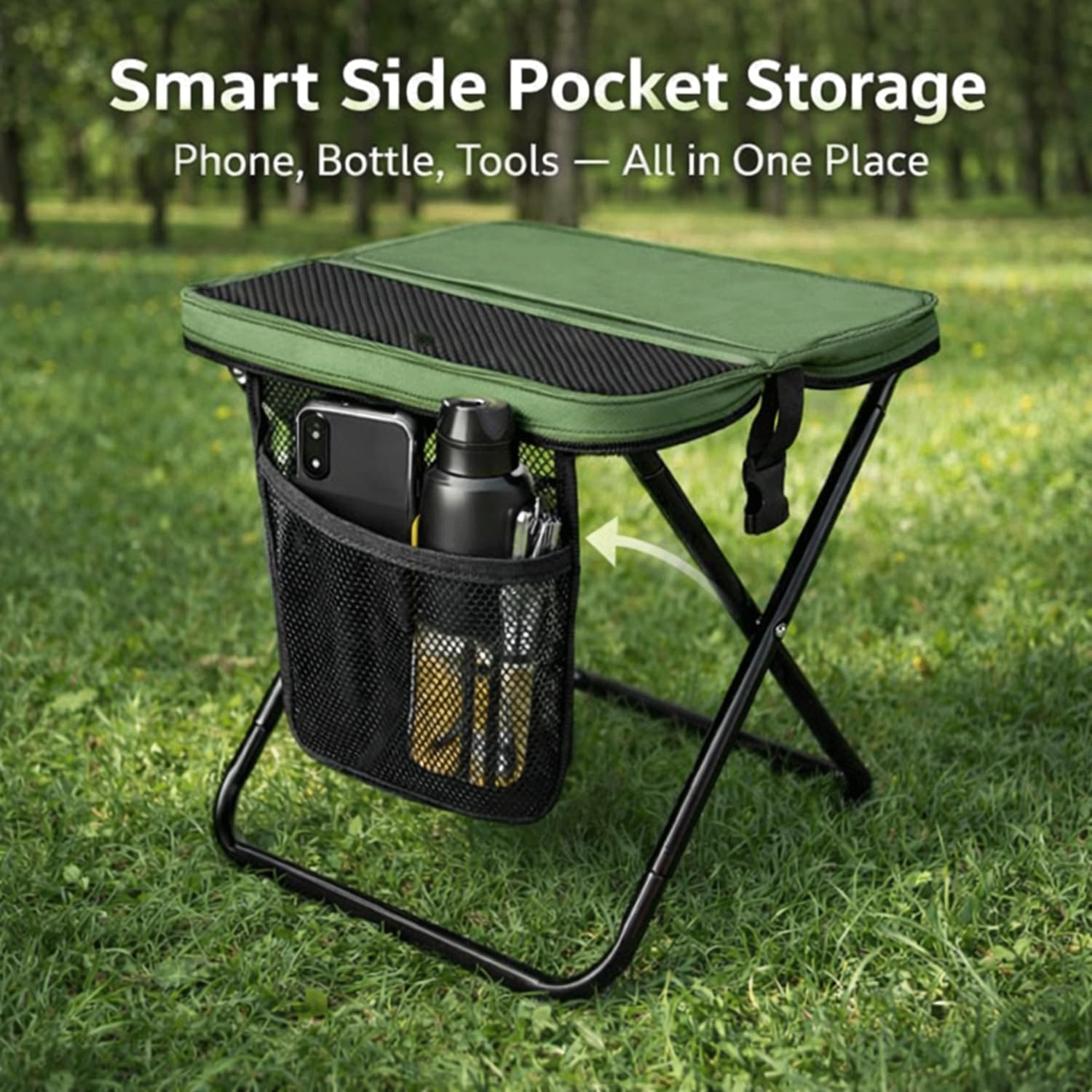 Foldable Stool with Carrying Bag,Compact Folding Chair with Shoulder Strap, Lightweight Outdoor Seat for Fishing, Camping, Hiking, Garden, Beach, Sports Games, Festivals