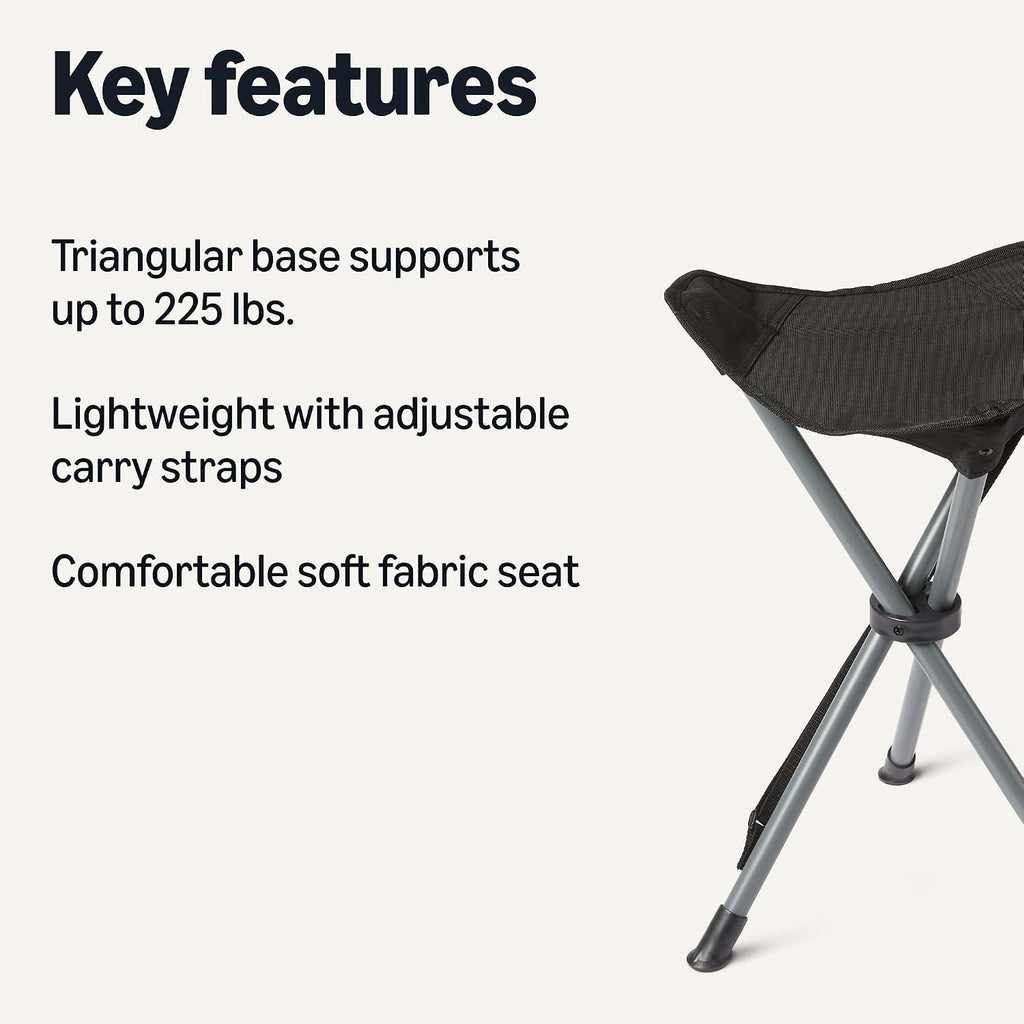 Portable Camping Stool, Collapsible, Lightweight, for Hiking, Hunting, Fishing, Black