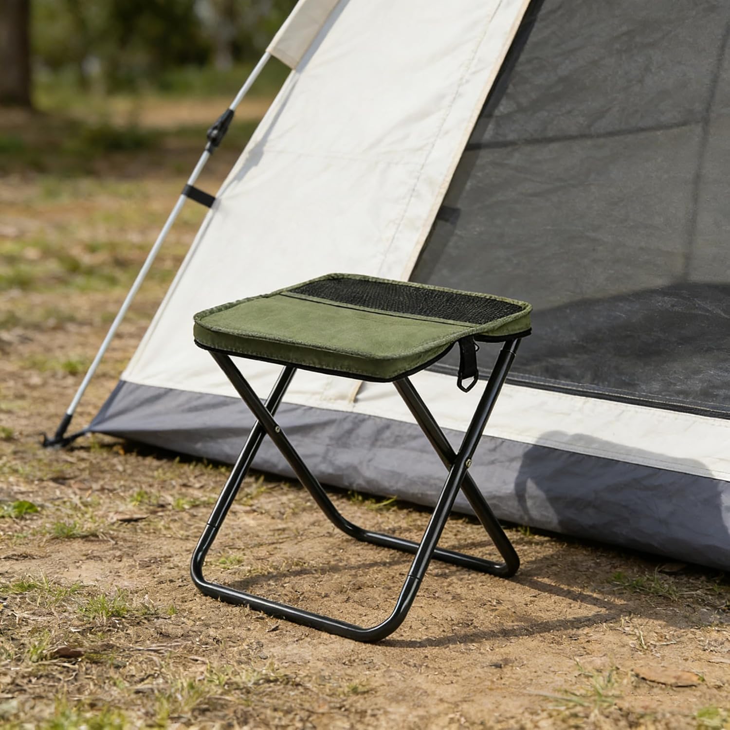 Outdoor Backpack Folding Stool, Pencil Case Stool, Portable Lightweight Camping Gear, Sports Folding Chair, Handbag Stool（Crossbody Bag Stool | Black）