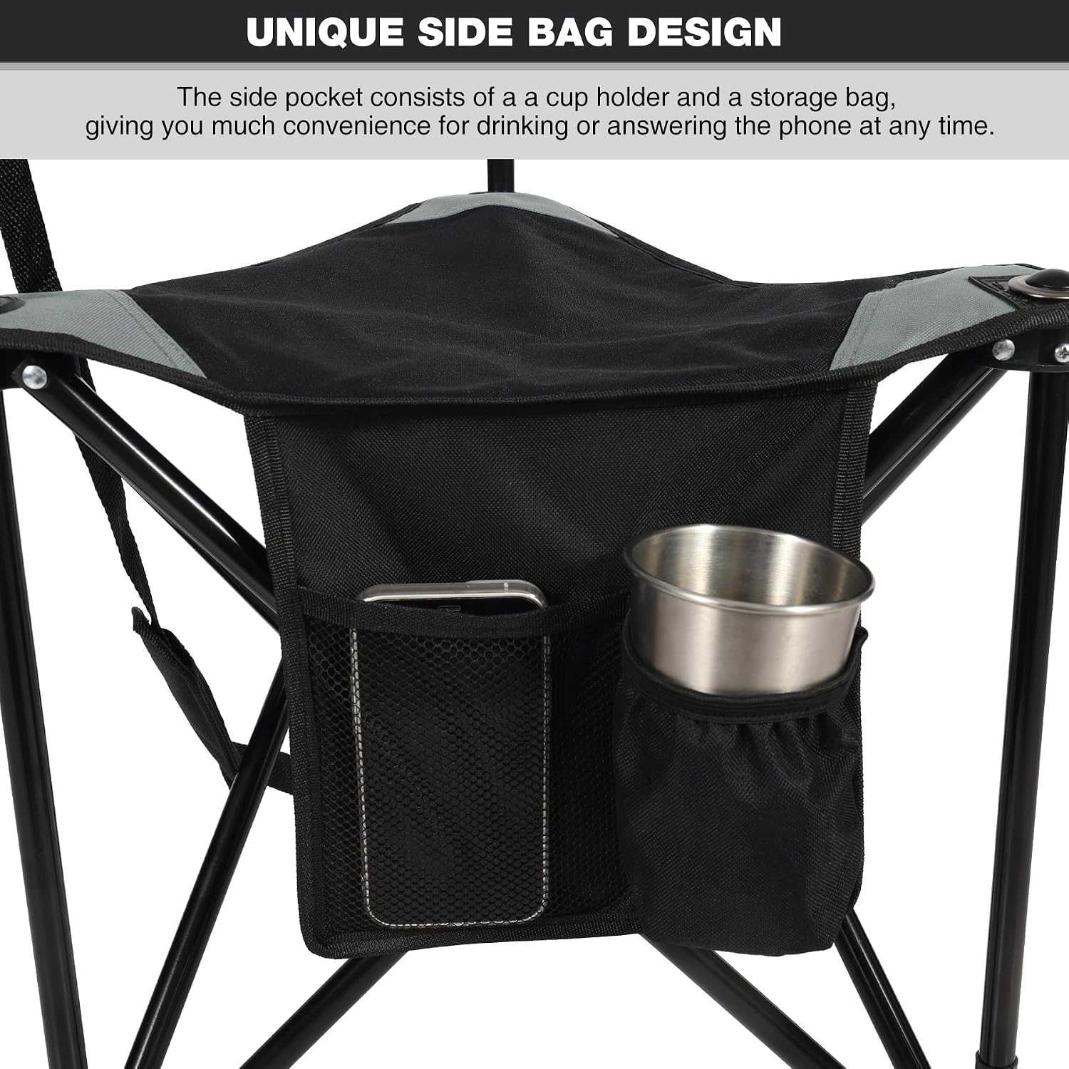 2 Pack Tripod Camping Chairs Folding Lightweight, Portable 3 Legged Tripod Stool Seat with Backrest, Small Golf Chair Compact for Adults Fishing Hunting, Black